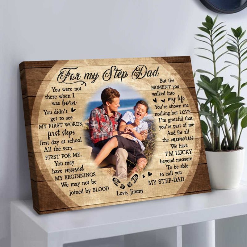 Personalized For My Step Dad Photo Canvas Print, StepDad Gifts for Fathers Day, Step Up Dad Gifts 1 Personalized For My Step Dad Photo Canvas Print, StepDad Gifts for Fathers Day, Step Up Dad Gifts