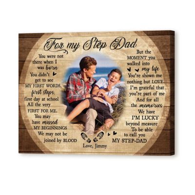 Personalized For My Step Dad Photo Canvas Print, StepDad Gifts for Fathers Day, Step Up Dad Gifts