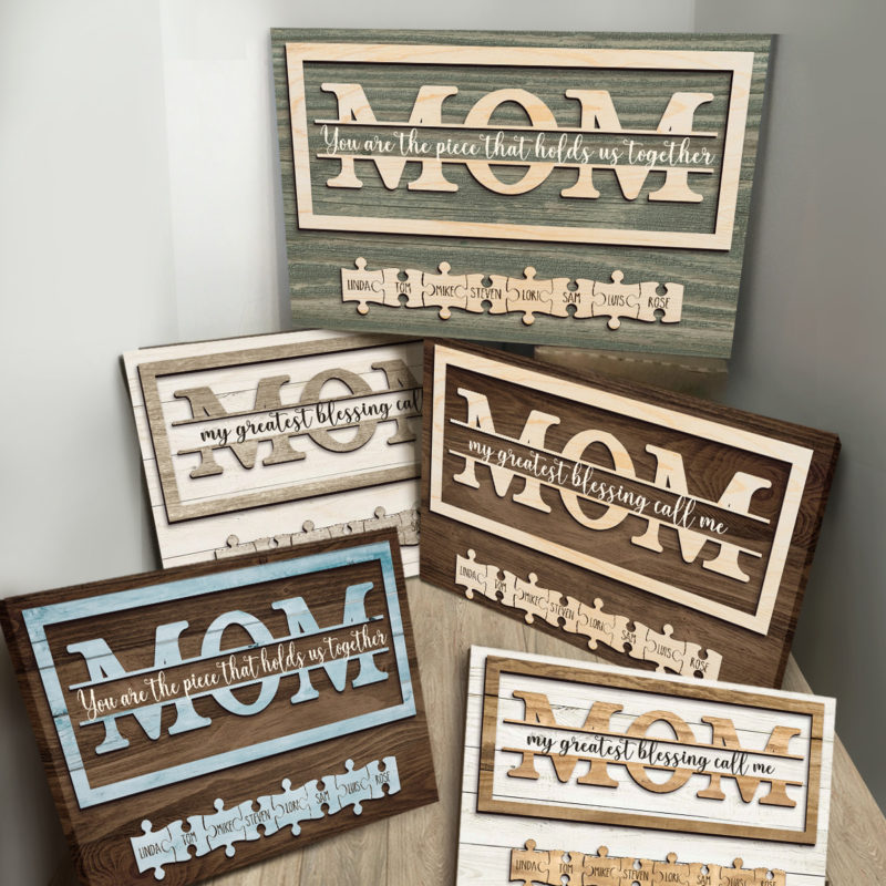Mom You Are The Piece that Holds Us Together Puzzle Sign, Custom Puzzle Piece Wall Decor Family, Presents For Mom