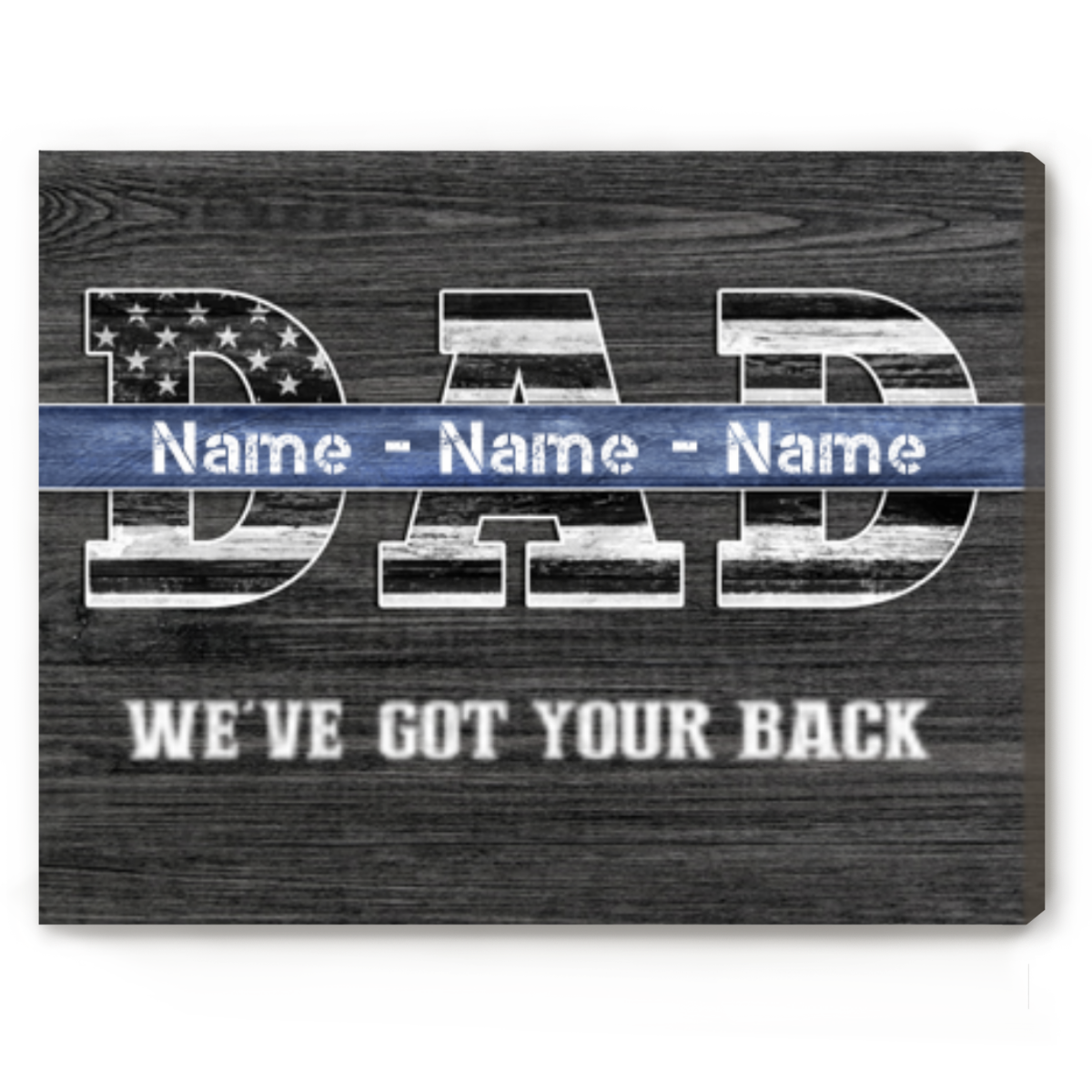 Personalized Patriotic Dad Sign, Fathers Day Gifts for Police Dad, Wall Art for Dad