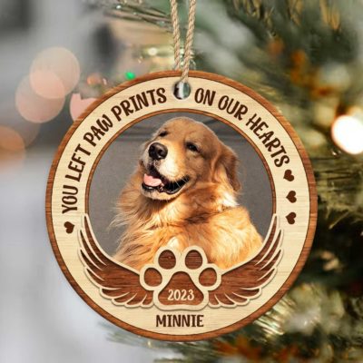 You Left Paw Print On Our Heart Personalized Pet Memorial Photo Ceramic Ornament