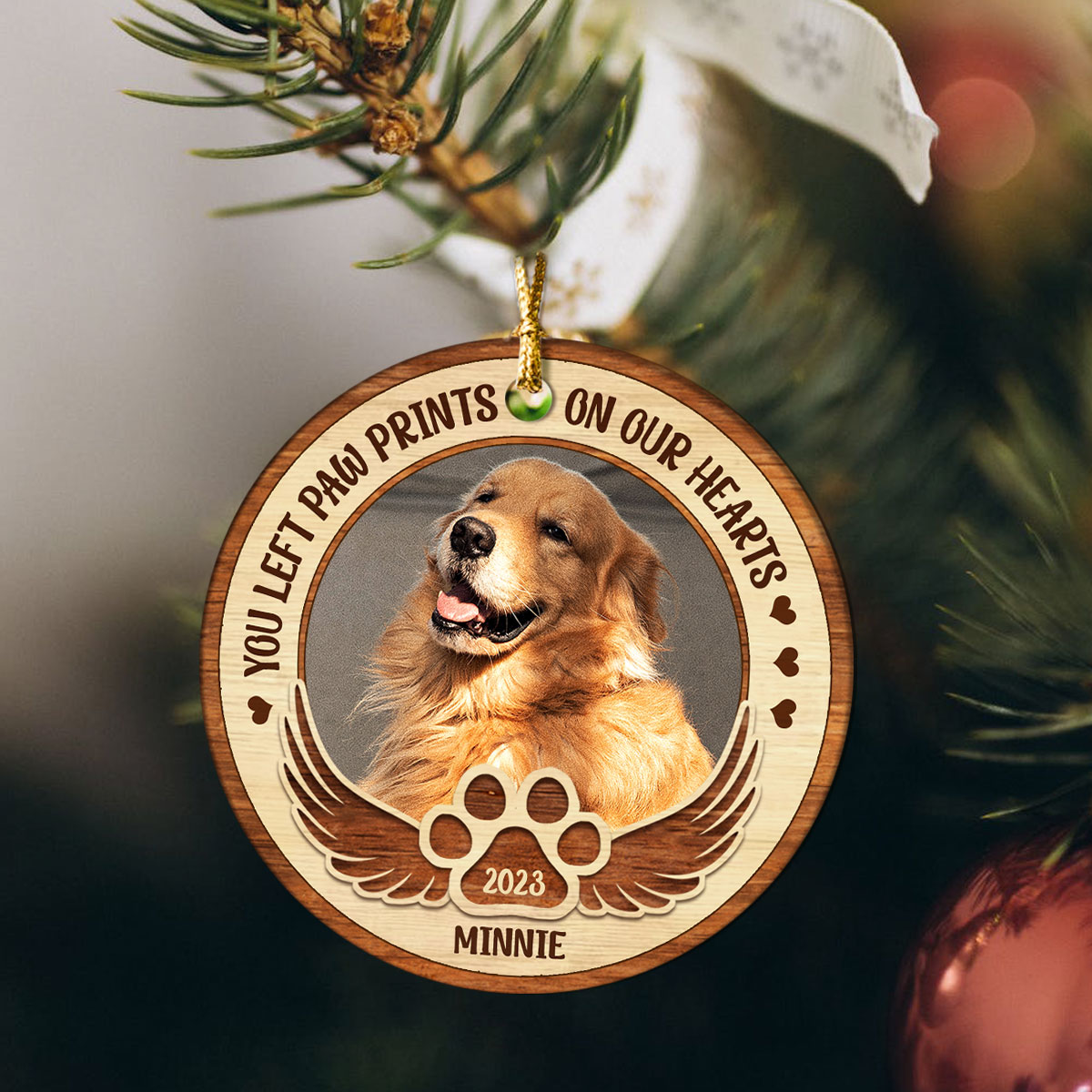 17+ Heartwarming and Unique Dog Memorial Gifts to Honor Your Beloved Pet 8 You Left Paw Print On Our Heart Personalized Pet Memorial Photo Ceramic Ornament