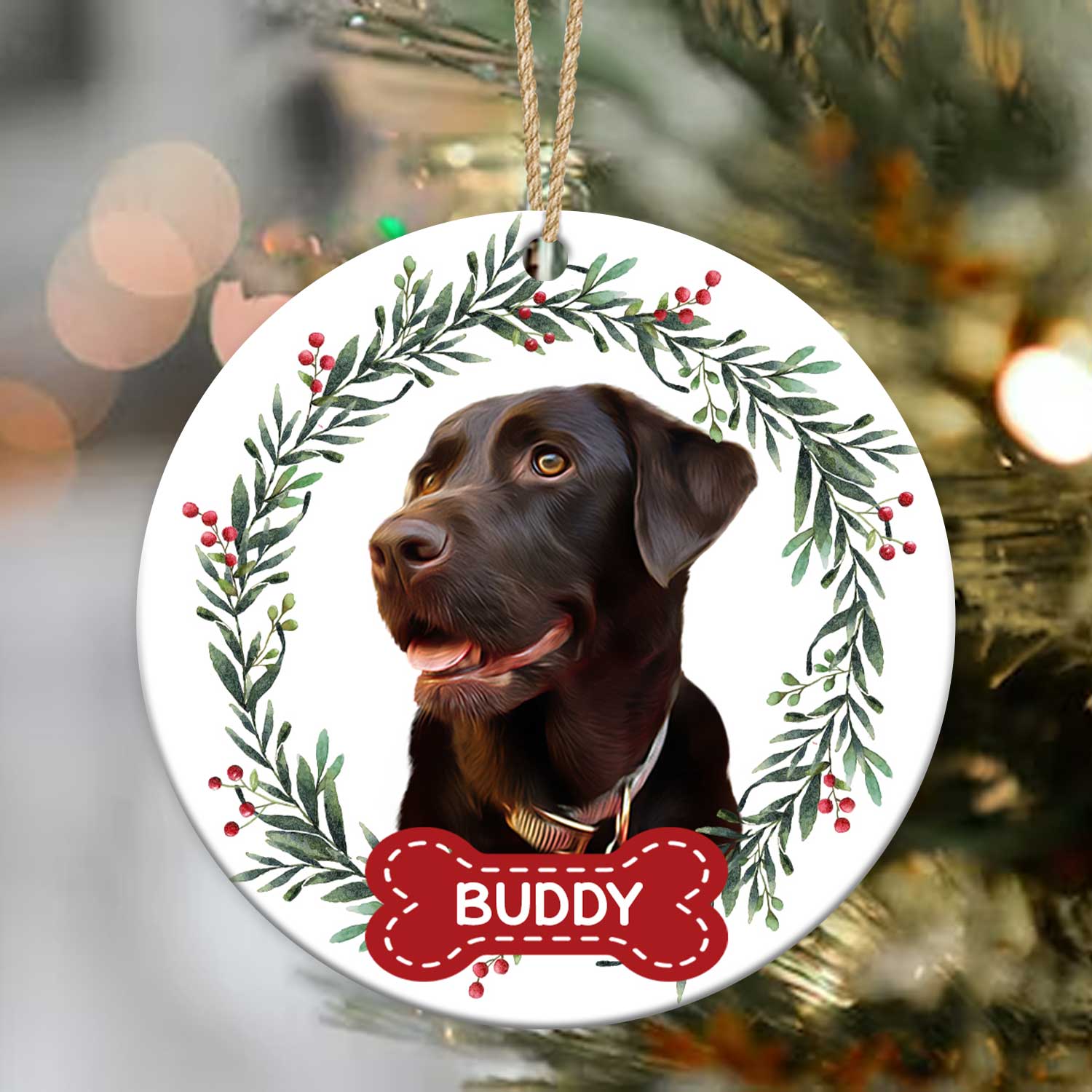 Personalized Dog Christmas Ornament, Custom Gift for Dog Mom, Pet Portrait Christmas Ornament Decoration