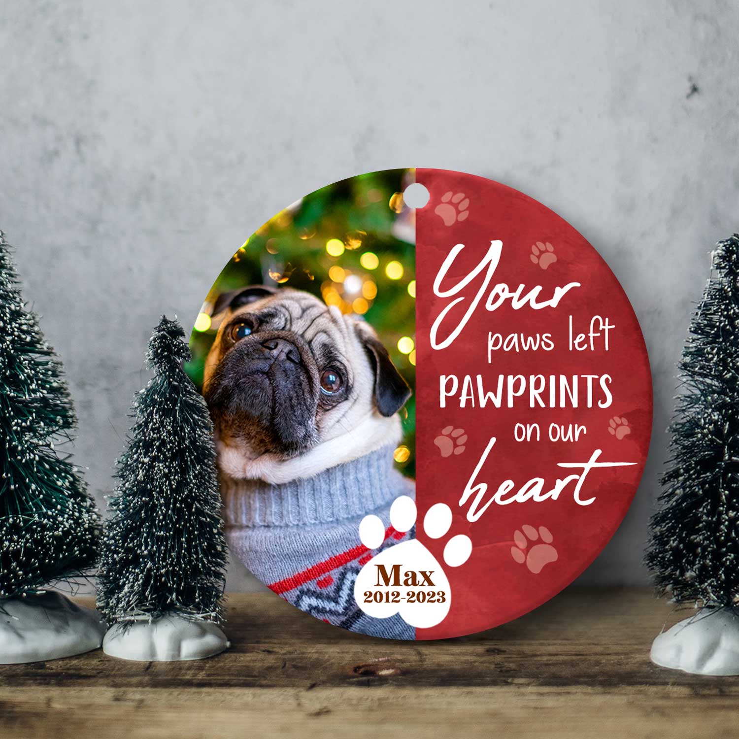 17+ Heartwarming and Unique Dog Memorial Gifts to Honor Your Beloved Pet 9 Custom Dog Memorial Christmas Photo Ornament