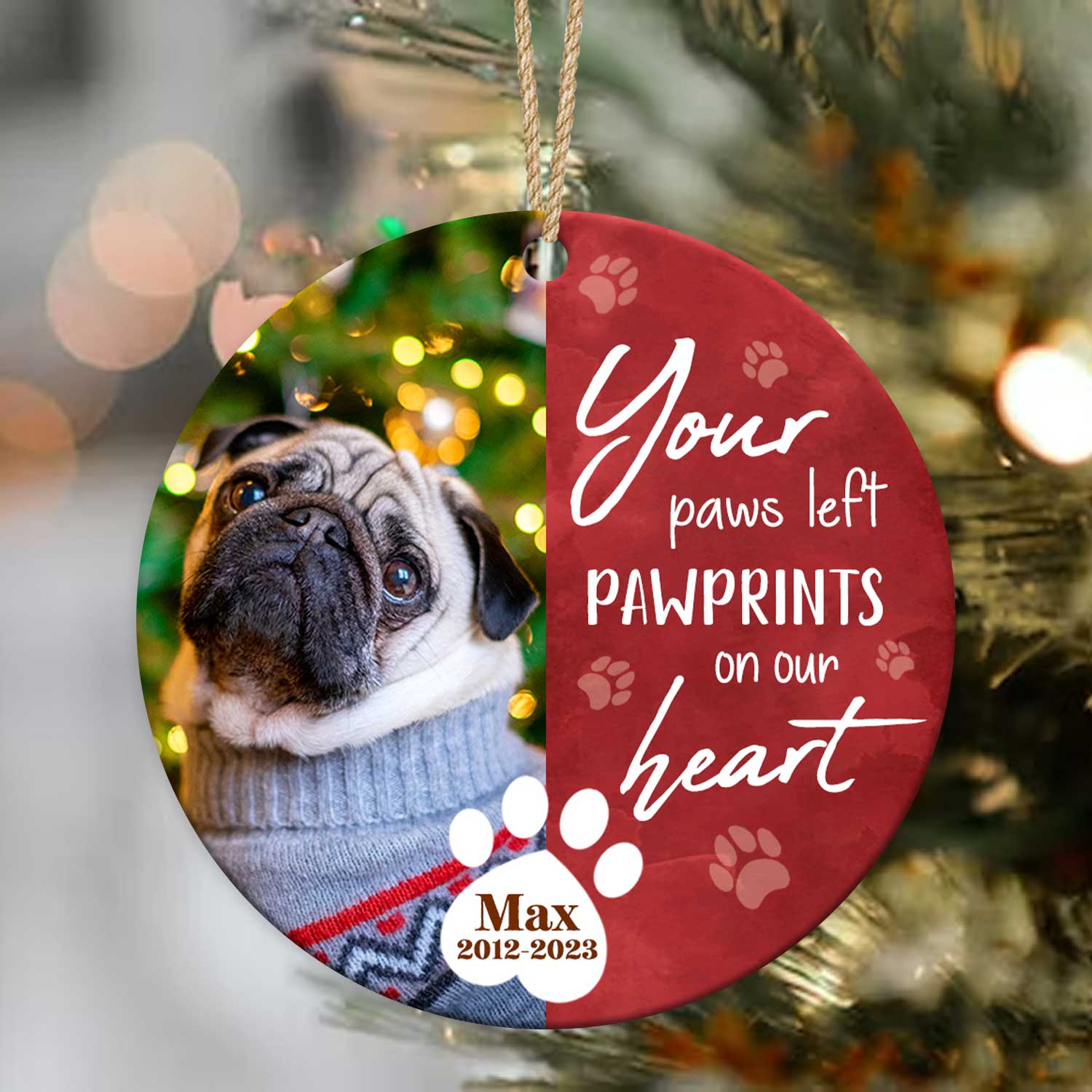 Custom Dog Memorial Christmas Photo Ornament 1 Custom Dog Memorial Christmas Photo Ornament