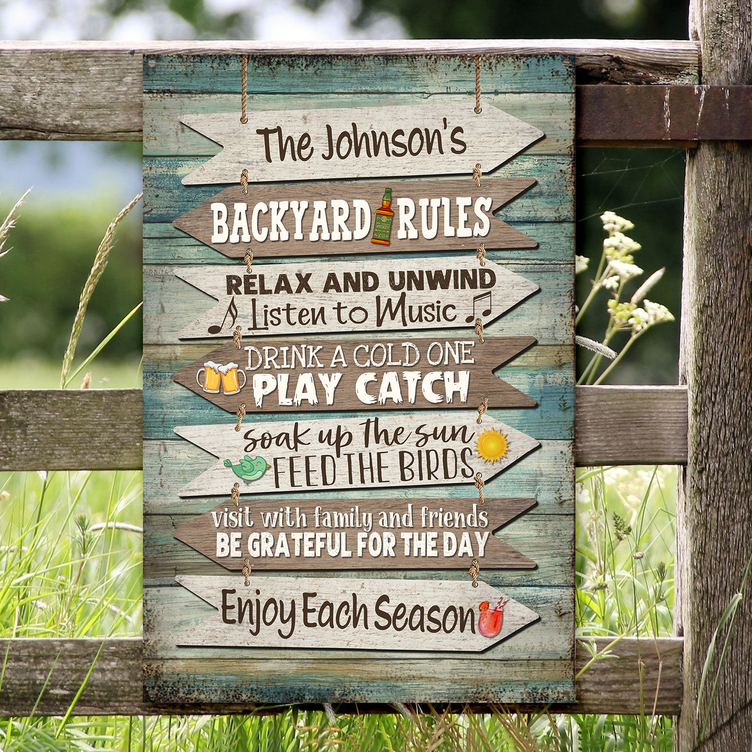 Personalized Backyard Rules Metal Sign, Welcome to Backyard Metal Sign 1 Personalized Backyard Rules Metal Sign, Welcome to Backyard Metal Sign