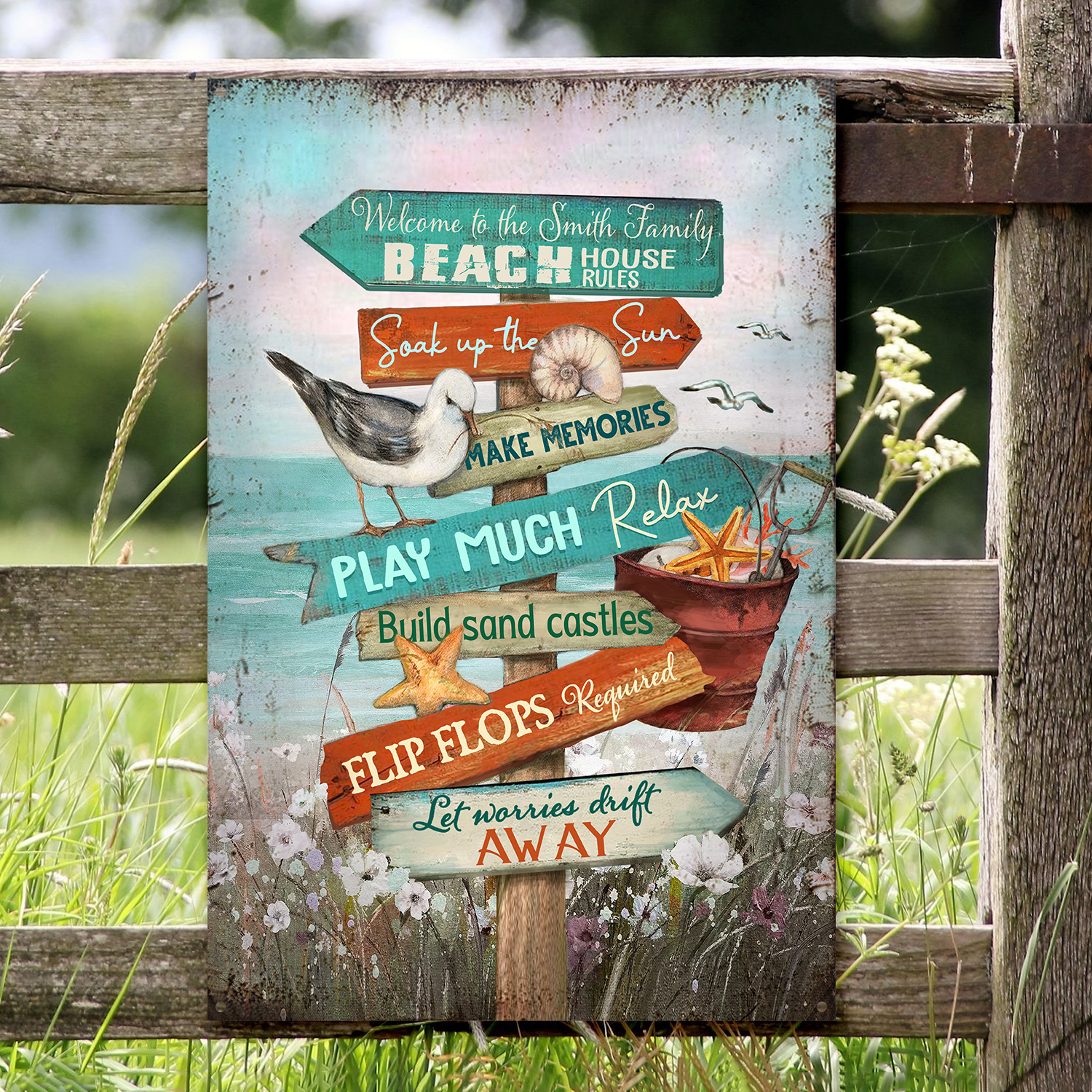 Personalized Beach House Rules Metal Sign, Custom Beach House Decor, Welcome to Beach House Metal Sign 1 Personalized Beach House Rules Metal Sign, Custom Beach House Decor, Welcome to Beach House Metal Sign