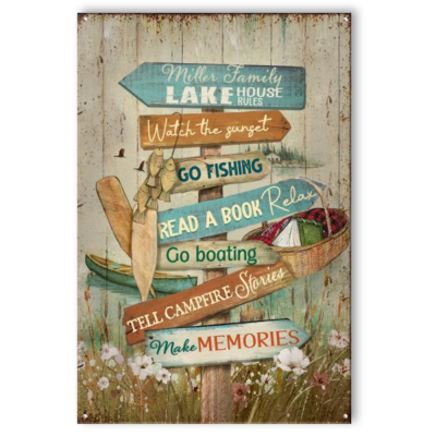 Personalized Lake House Rules Metal Sign, Custom Family Lake House Rules Sign, Lake House Decor