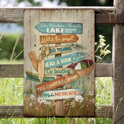 Personalized Lake House Rules Metal Sign, Custom Family Lake House Rules Sign, Lake House Decor