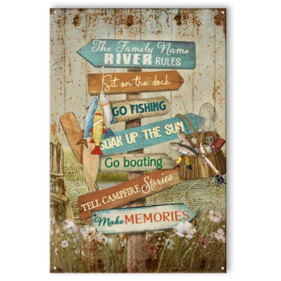 Personalized River House Rules Metal Sign, Custom River House Decor