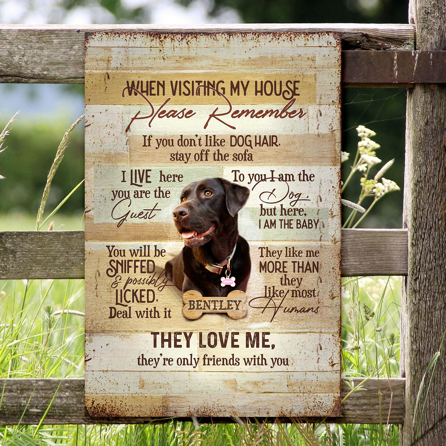 When Visit My House Please Remember Personalized Metal Sign, Funny Metal Sign For Dog Owner, Custom Gift For Dog Lovers 1 When Visit My House Please Remember Personalized Metal Sign, Funny Metal Sign For Dog Owner, Custom Gift For Dog Lovers
