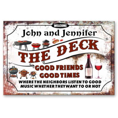 Welcome To The Deck Personalized Metal Sign, The Deck Outdoor Decoration