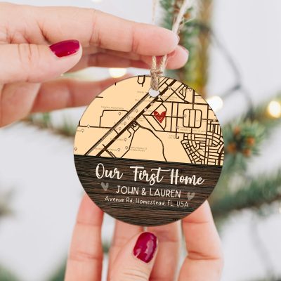our first home map ceramic ornament new home christmas ornament personalized first home ornament