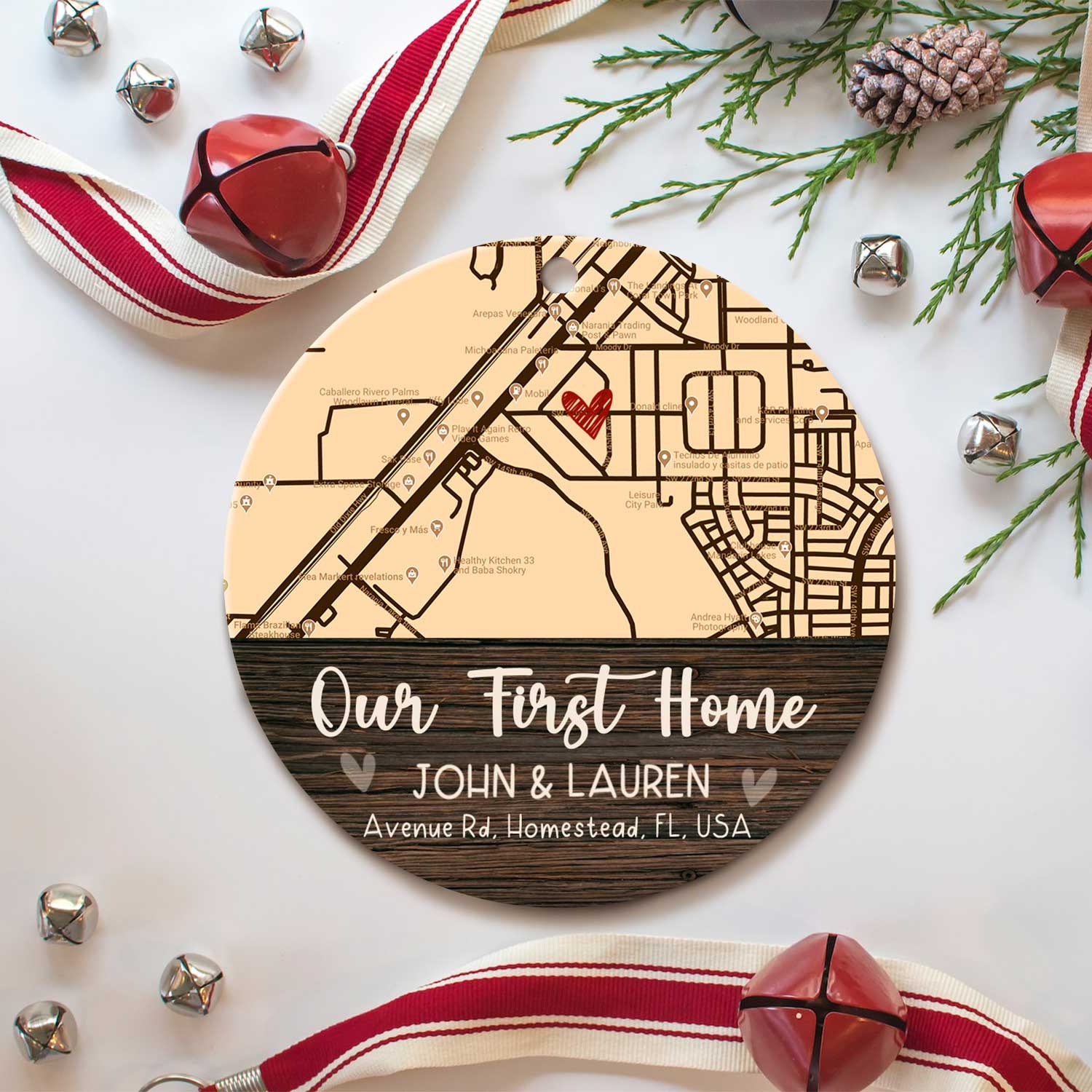 our first home map ceramic ornament new home christmas ornament personalized first home ornament