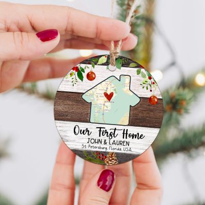 our first home christmas ornament custom first home map ceramic ornament new home christmas decoration