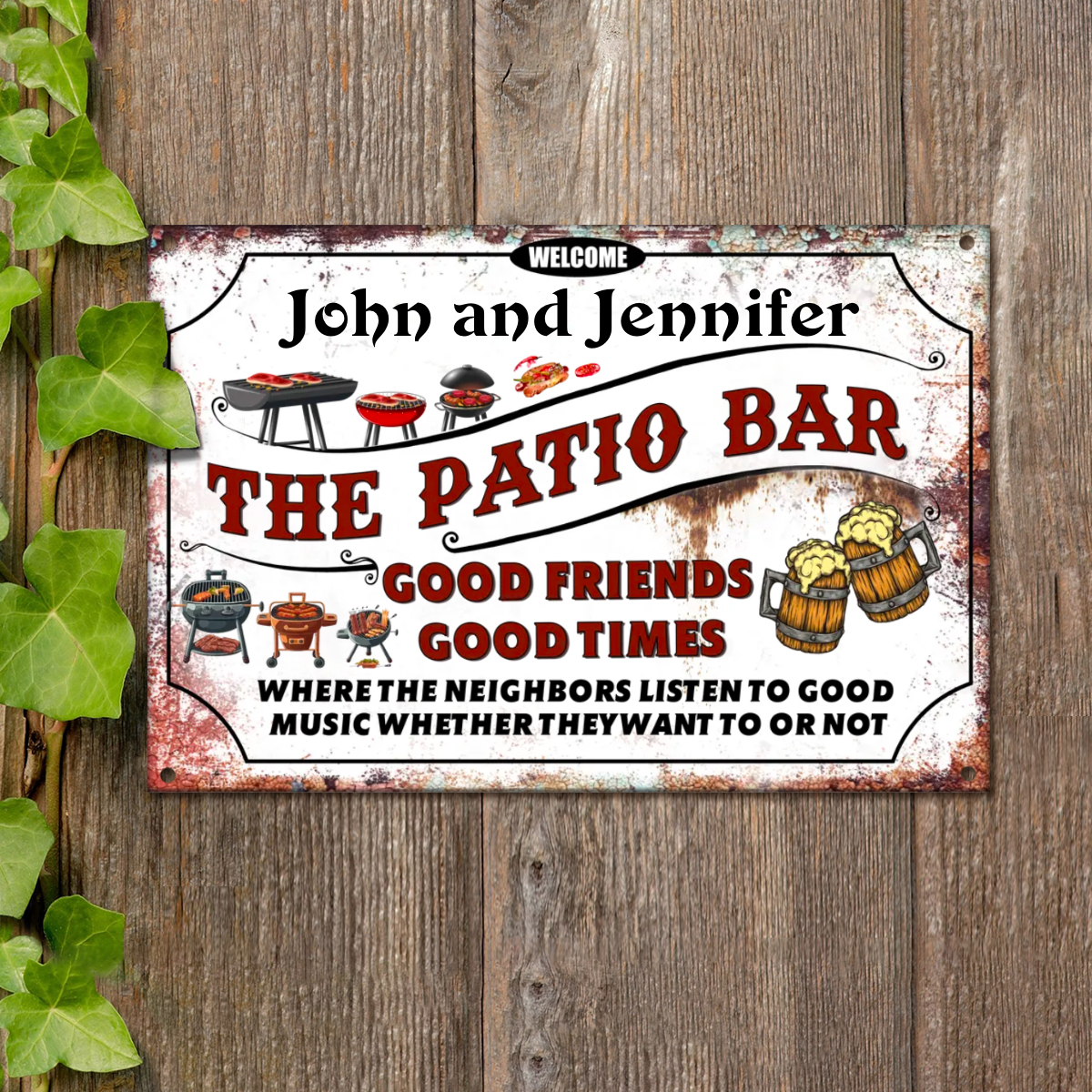 Welcome To The Patio Bar Personalized Metal Sign, Good Friends Good Time Patio Bar Outdoor Decoration 1 welcome to the patio bar personalized metal sign good friends good time patio bar outdoor decoration 2