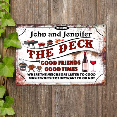 Welcome To The Deck Personalized Metal Sign, The Deck Outdoor Decoration