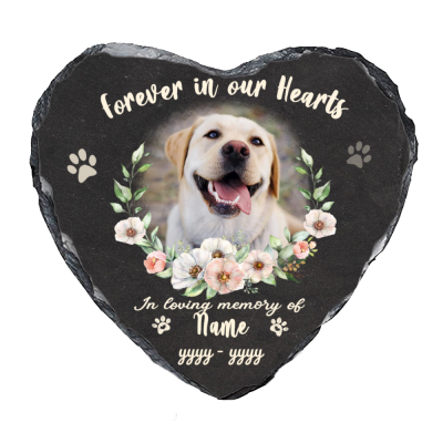 Forever In Our Hearts Personalized Dog Memorial Stone, Custom Photo Pet Memorial Stone, Dog Passed Away Gifts