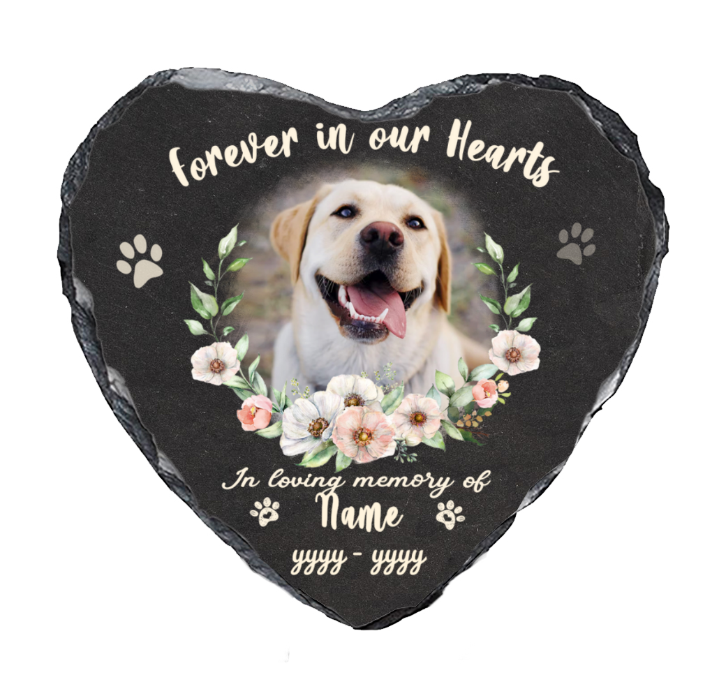 Forever In Our Hearts Personalized Dog Memorial Stone, Custom Photo Pet Memorial Stone, Dog Passed Away Gifts