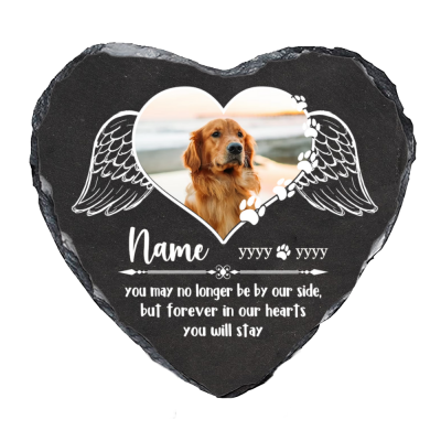 Custom No Longer By Our Side Pet Memorial Stone, Personalized Sympathy Gift For Loss Of Dog