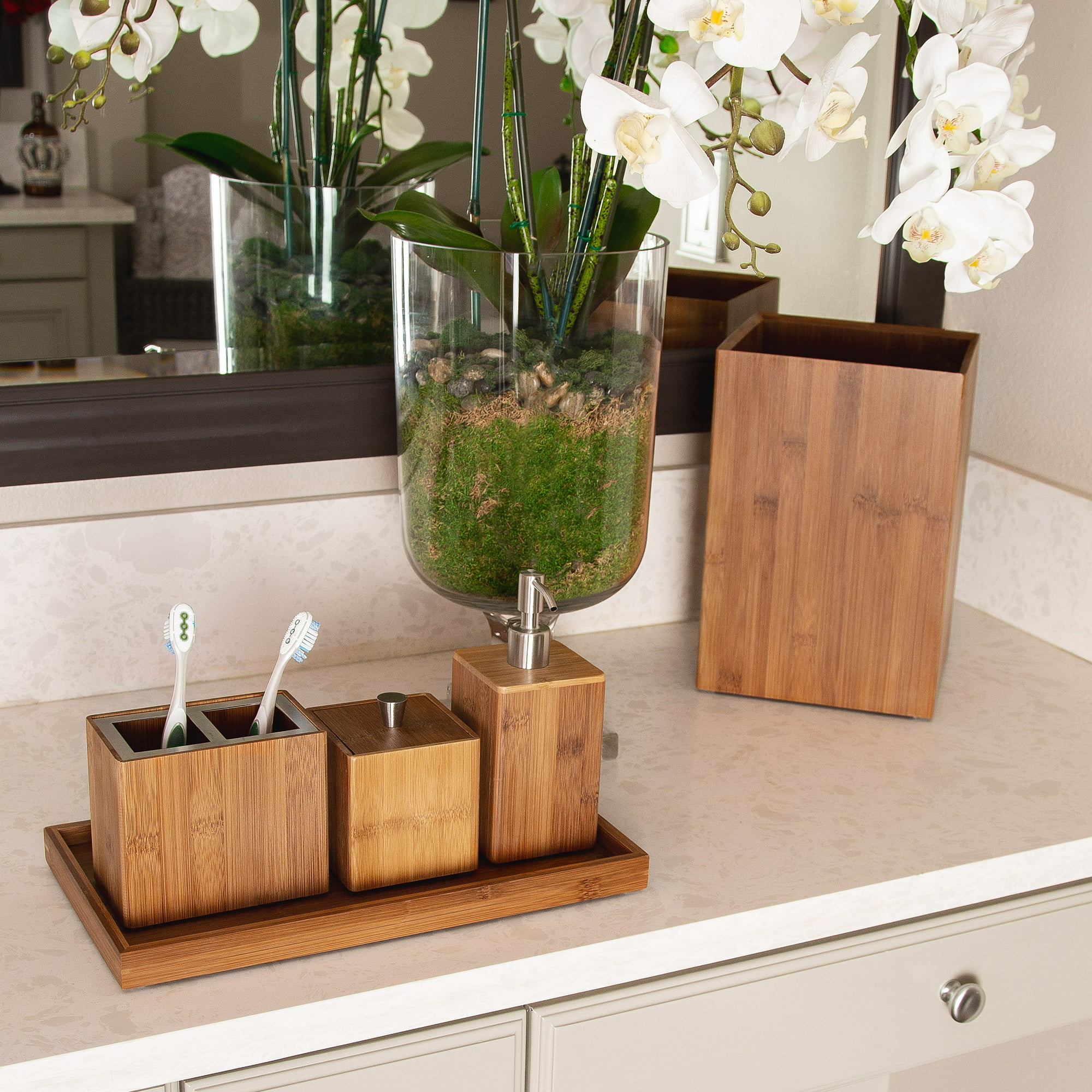 10 Creative and Stylish Ideas for Small Bathroom Wall Decor 7 5 Piece Wooden Bath Accessories Sets