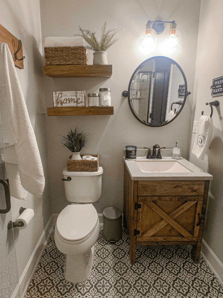 10 Creative and Stylish Ideas for Small Bathroom Wall Decor 16 Add Vintage Wall Decor