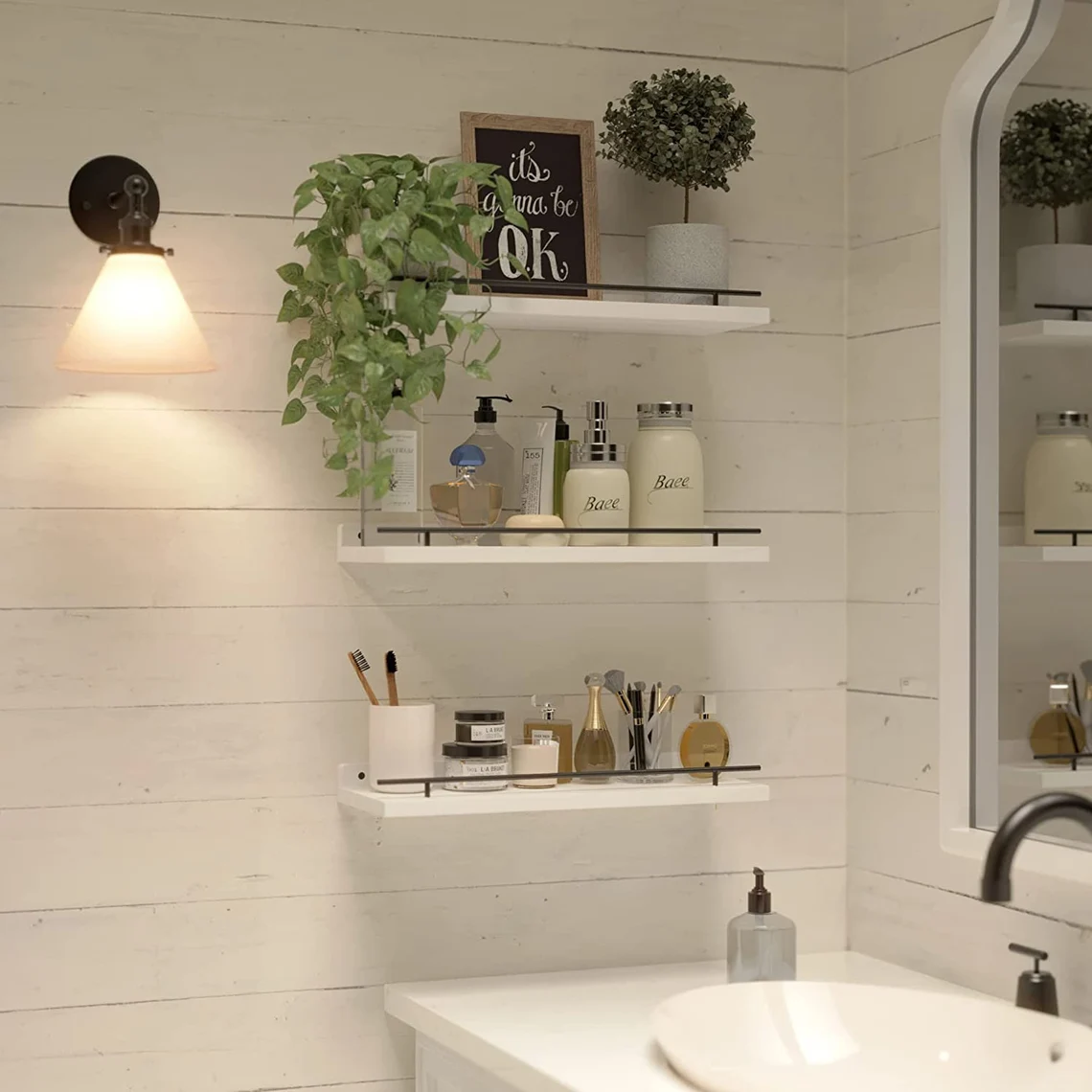10 Creative and Stylish Ideas for Small Bathroom Wall Decor 17 Use Creative Shelving