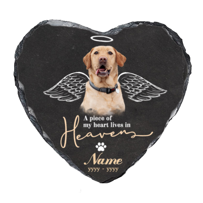 Personalized Pet Photo with Angel Wings Stone, Custom Dog Memorial Stone, Dog Remembrance Gifts