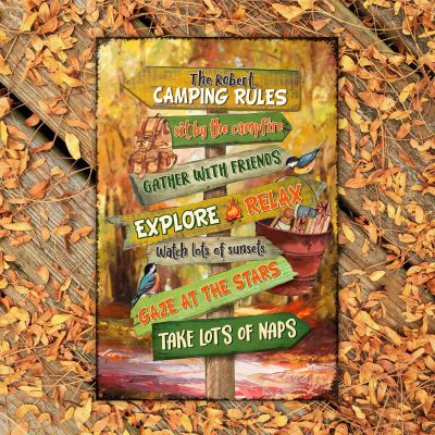 Personalized Camping Rules Metal Sign