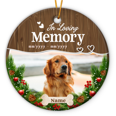 in loving memory pet photo ornament pet loss gift dog memorial christmas ceramic ornament