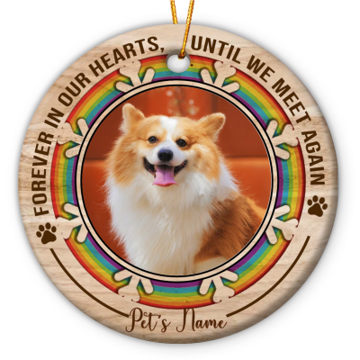 rainbow bridge dog memorial christmas photo ornament dog passed away gifts until we meet again ceramic ornament