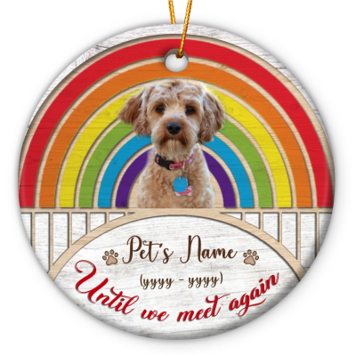 rainbow bridge pet portrait personalized ornament loss of pet gifts until we meet again ornament