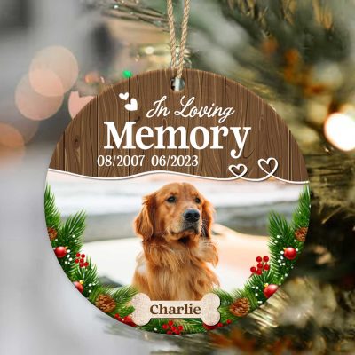 in loving memory pet photo ornament pet loss gift dog memorial christmas ceramic ornament