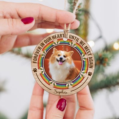 rainbow bridge dog memorial christmas photo ornament dog passed away gifts until we meet again ceramic ornament