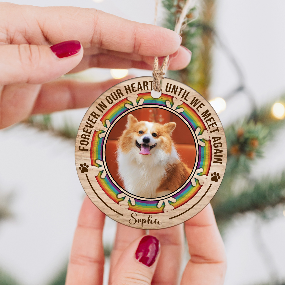 Rainbow Bridge Dog Memorial Christmas Photo Ceramic Ornament, Dog Passed Away Gifts, Until We Meet Again Ornament 1 rainbow bridge dog memorial christmas photo ornament dog passed away gifts until we meet again ceramic ornament