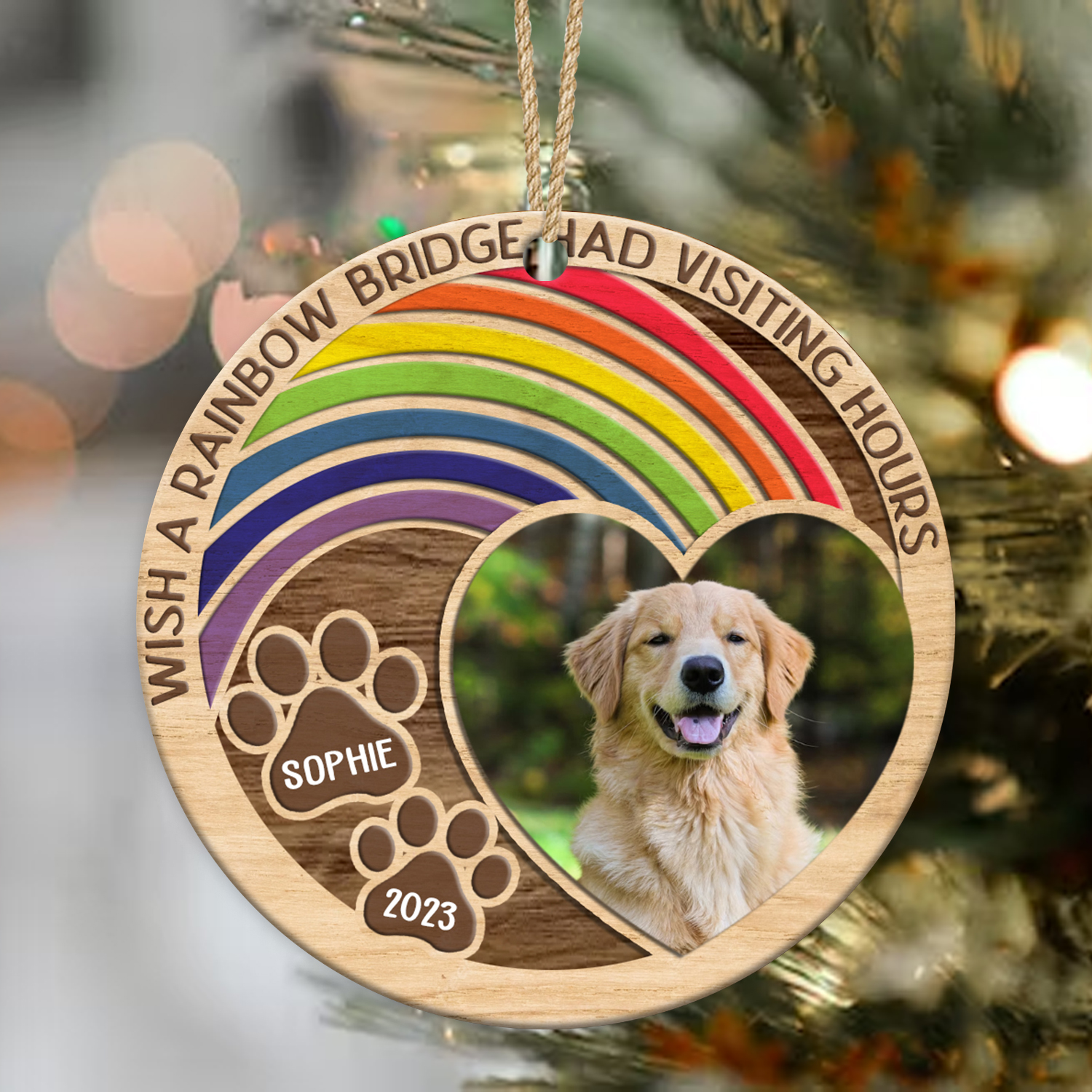 Wish The Rainbow Bridge Had Visiting Hours Personalized Photo Ceramic Ornament, Pet Remembrance Gifts, Ornament For Dog Who Passed Away 1 wish the rainbow bridge had visiting hours personalized photo ornament pet remembrance gifts ornament for dog who passed away