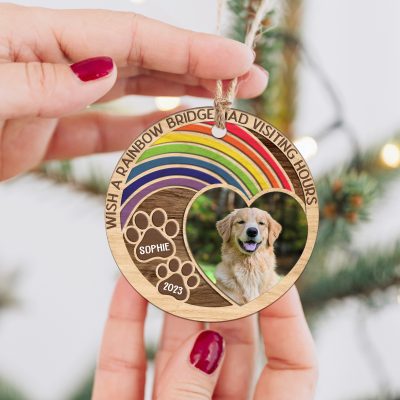 wish the rainbow bridge had visiting hours personalized photo ornament pet remembrance gifts ornament for dog who passed away