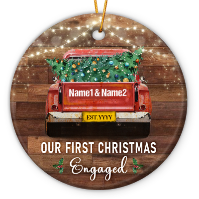 our first christmas engaged ceramic ornament christmas gifts for newlyweds engaged red truck christmas tree ornament