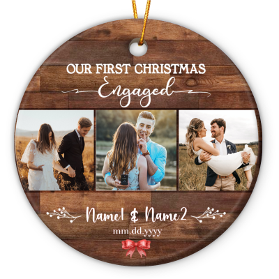 BEST SELLERS 3 our first christmas engaged photo ornament personalized christmas gift for engaged couple engaged christmas ornament