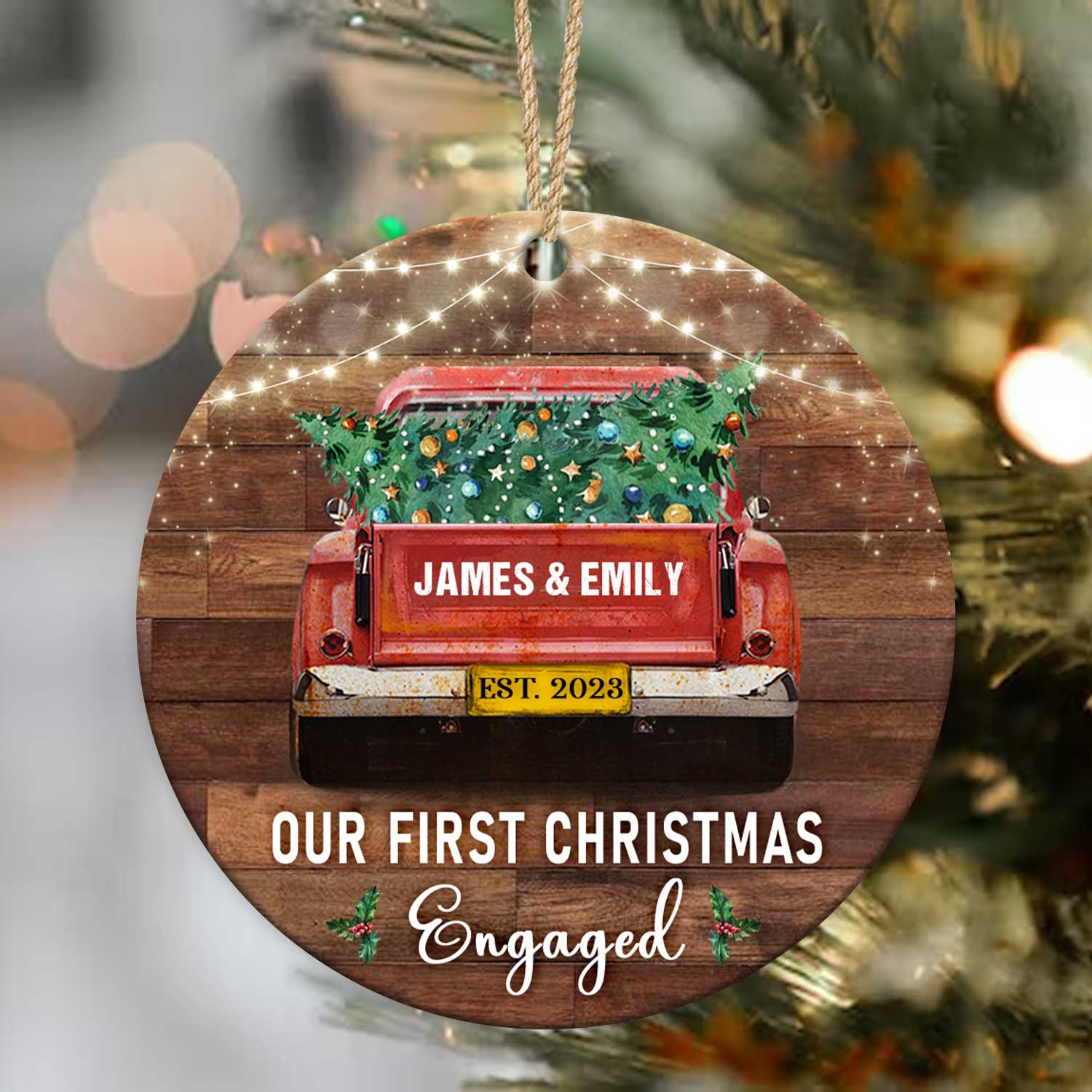 our first christmas engaged ceramic ornament christmas gifts for newlyweds engaged red truck christmas tree ornament