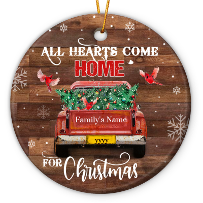 all hearts come home for christmas custom ornament family xmas gifts with name red truck christmas ornament decorations