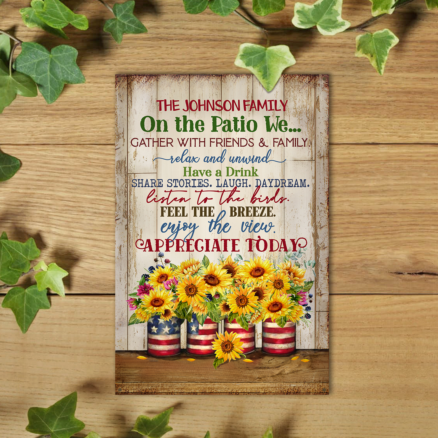 On The Patio We Gather With Friends And Family Metal Sign, Patio Sign With Personalized Name, Patio Outdoor Decoration 1 On The Patio We Gather With Friends And Family Metal Sign, Patio Sign With Personalized Name, Patio Outdoor Decoration