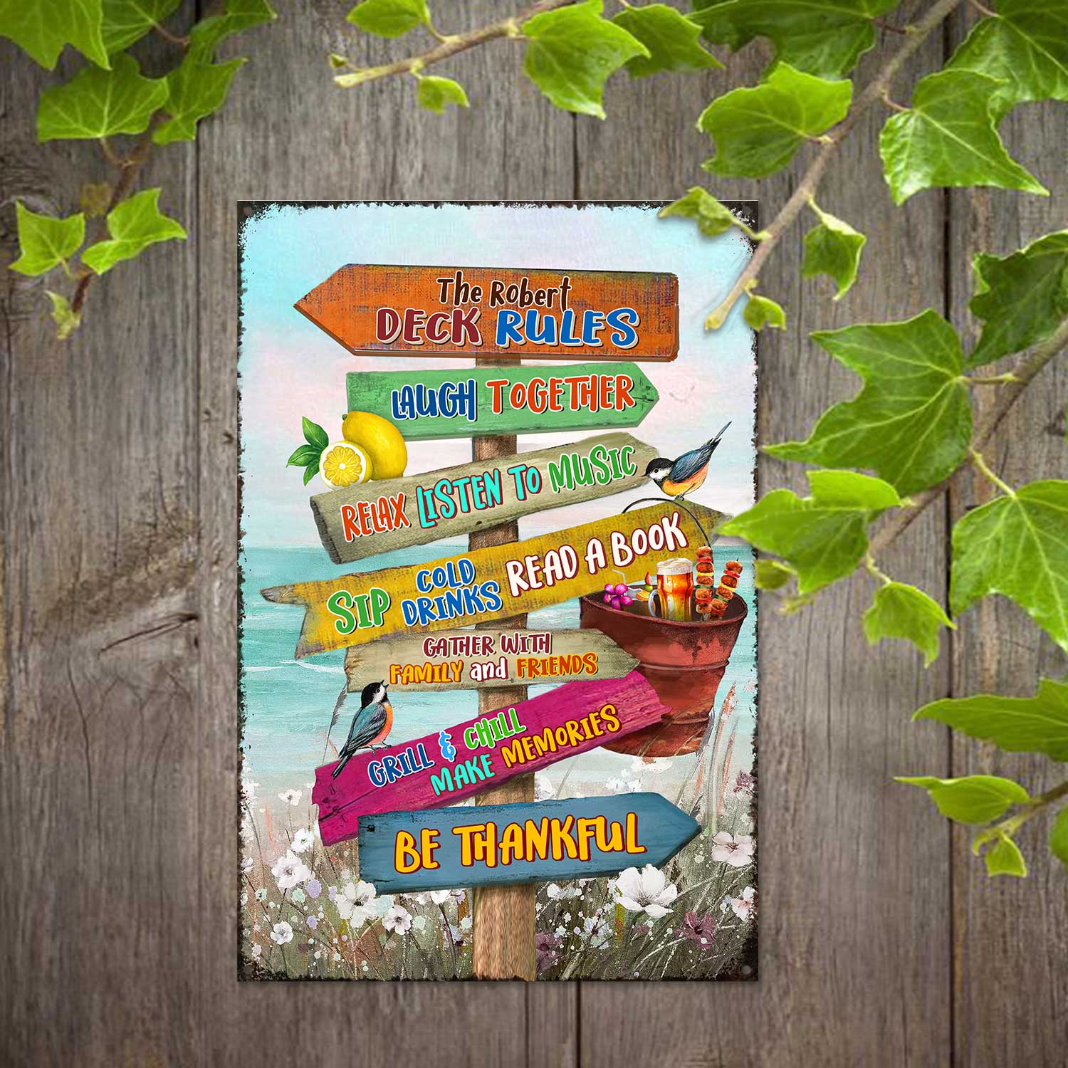 Personalized Deck Rules Metal Sign, Deck Outside Decoration, Grill and Chill Deck Sign 1 Personalized Deck Rules Metal Sign, Deck Outside Decoration, Grill and Chill Deck Sign