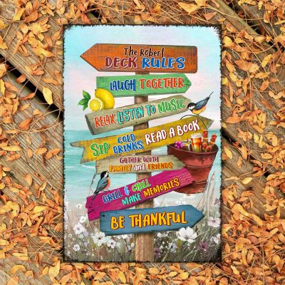 Personalized Deck Rules Metal Sign, Deck Outside Decoration, Grill and Chill Deck Sign