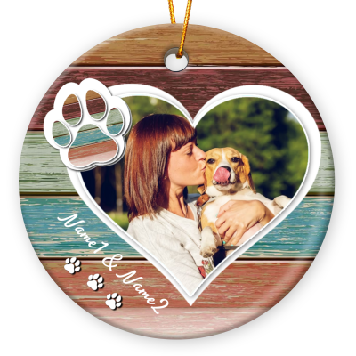 Dog Mom Christmas Photo Ceramic Ornament, Dog Lover Christmas Gift, Dog Christmas Ceramic Ornament Decoration