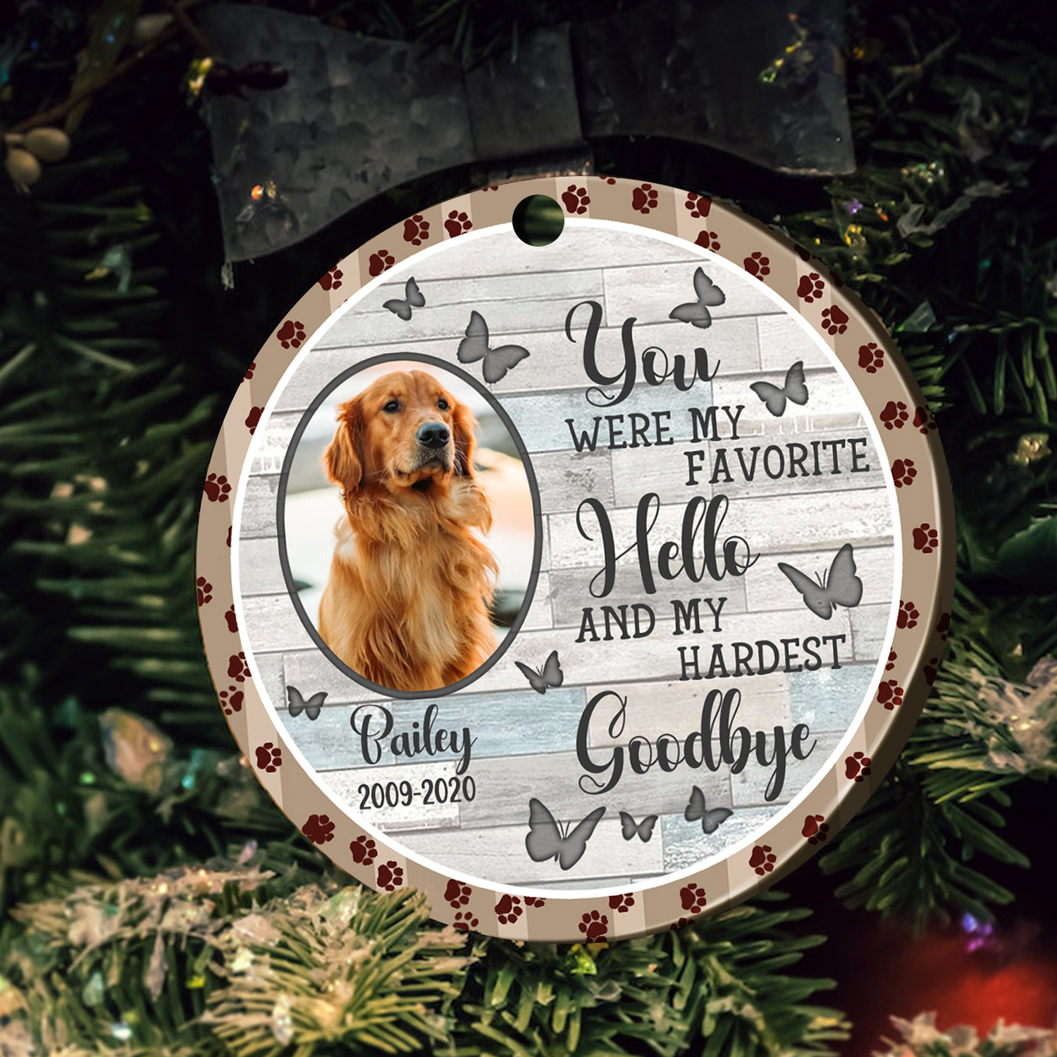 Pet Memorial Ceramic Ornament With Photo, Dog Loss Sympathy Gift, Personalized Dog Sympathy Xmas Ornaments