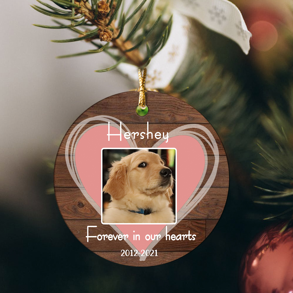 Pet Loss Ceramic Ornament With Photo, Personalized Pet Memorial Christmas Gift, Forever In Our Heart Ceramic Ornament 1 Pet Loss Ceramic Ornament With Photo, Personalized Pet Memorial Christmas Gift, Forever In Our Heart Ceramic Ornament