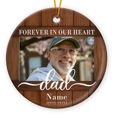Personalized Memorial Ceramic Ornaments For Dad, Loss Of Father Gift, Dad Memorial Christmas Ornament