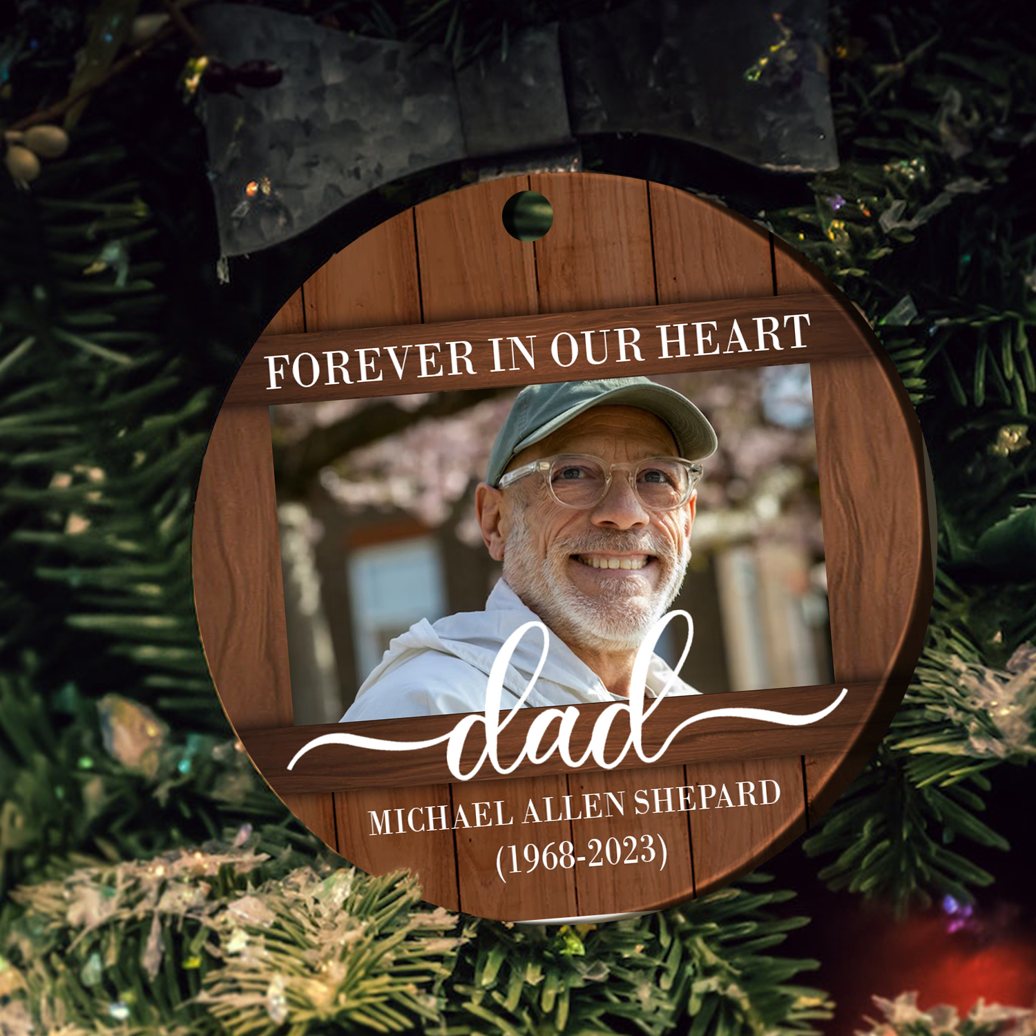 Personalized Memorial Ceramic Ornaments For Dad, Loss Of Father Gift, Dad Memorial Christmas Ornament