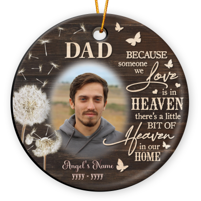Personalized Memorial Ceramic Ornaments For Dad, In Memory Of Dad Gifts, Father Remembrance Christmas Ornament
